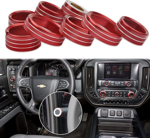 لـ 2014-2018 Chevy Silverado Center Dash Switch Button راديو مكيف الهواء ضوء التحكم مقبض غطاء الكسوة الملحقات الداخلية يناسب 2014-2018 GMC Sierra (أحمر داكن) in Kuwait