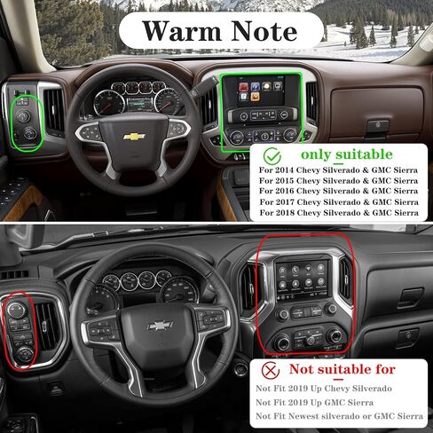 لـ 2014-2018 Chevy Silverado Center Dash Switch Button راديو مكيف الهواء ضوء التحكم مقبض غطاء الكسوة الملحقات الداخلية يناسب 2014-2018 GMC Sierra (أحمر داكن) in Kuwait