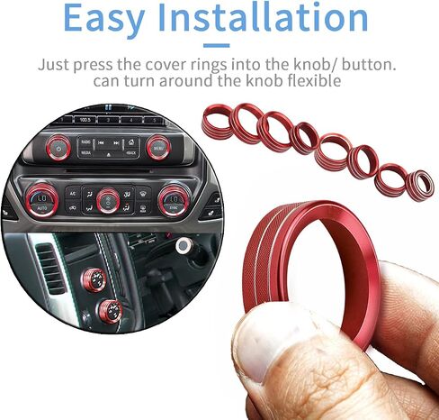 لـ 2014-2018 Chevy Silverado Center Dash Switch Button راديو مكيف الهواء ضوء التحكم مقبض غطاء الكسوة الملحقات الداخلية يناسب 2014-2018 GMC Sierra (أحمر داكن) in Kuwait