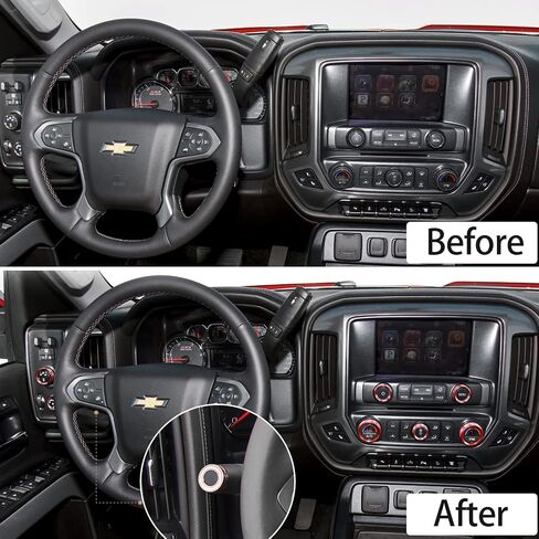 لـ 2014-2018 Chevy Silverado Center Dash Switch Button راديو مكيف الهواء ضوء التحكم مقبض غطاء الكسوة الملحقات الداخلية يناسب 2014-2018 GMC Sierra (أحمر داكن) in Kuwait