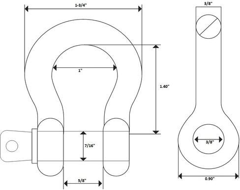 4 Pack - Bow Shackle for Tow Strap Hooks by 3/8 Alloy Steel Heavy Duty Shackles with Clevis and Anchor Screw Pins - a Must Have Accessory for Off-Road, Towing and Vehicle Recovery in Kuwait