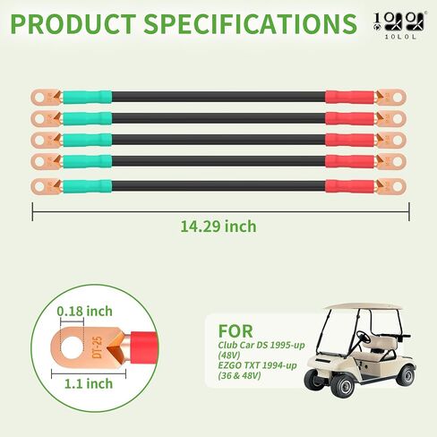 Golf Cart Battery Cable Set for Club Car DS 1995-Up 48 Volt, 4 Gauge Welding Cable(Set of 5) in Saudi Arabia