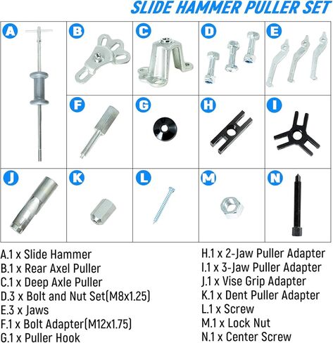 Slide Hammer Puller Set Front Wheel Hub Bearing Remover & Rear Wheel Axle Hub Dent Shaft Puller Tool Kit Slide Hammer in Kuwait