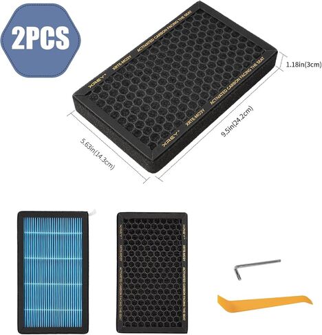 2-Pack Tesla Model 3/Y HEPA Cabin Air Filter Replacement (2016–2026), H13 True HEPA Activated Carbon Replacement for Model 3 Model Y, Odor-Free, Easy Install in Saudi Arabia