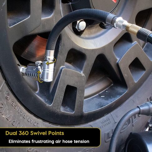 JACO Lightning L2X Tire Inflator Hose Extension Self Locking Nozzle | Patented Lock-on Air Hose Adapter for Tire Pumps (Open Flow) in Saudi Arabia