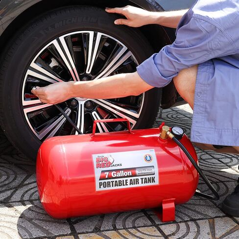 BIG RED T88007 Torin Portable Horizontal Air Tank with 36" Hose, 7 Gallon Capacity, Red in Saudi Arabia