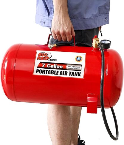 BIG RED T88007 Torin Portable Horizontal Air Tank with 36" Hose, 7 Gallon Capacity, Red in Saudi Arabia