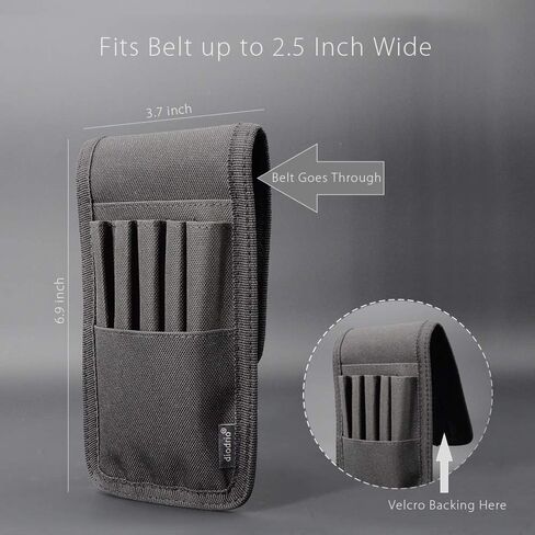 Belt Pen Holder, Pencil Holder Pouch, Pen Sleeve Case Holster for Belt, Hold Multiple pens, Hold 6 Inch Ruler, 2 Pens and a Marker. Made of Durable Fabrics, Detachable, Black. in Saudi Arabia