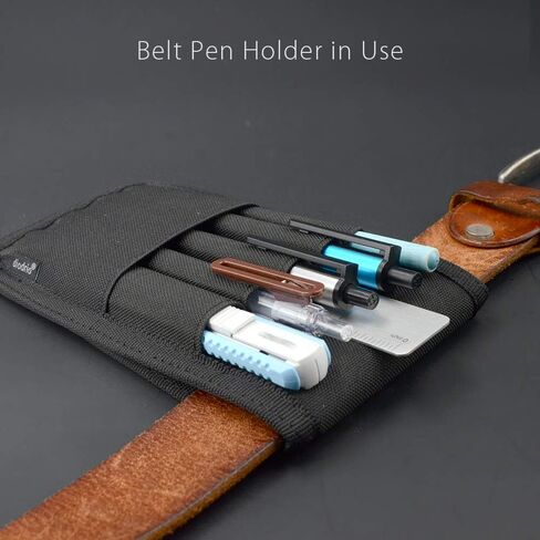 Belt Pen Holder, Pencil Holder Pouch, Pen Sleeve Case Holster for Belt, Hold Multiple pens, Hold 6 Inch Ruler, 2 Pens and a Marker. Made of Durable Fabrics, Detachable, Black. in Saudi Arabia