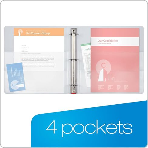 Cardinal 3 Ring Binder, 3 Inch Premier Easy Open Binder, ONE-Touch Locking Round Rings, 575-Sheet Capacity, ClearVue Cover, PVC-Free, White (11130CB) in Saudi Arabia