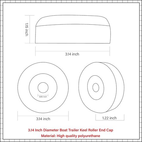 غطاء نهاية دوار لمقطورة القارب مقاس 3.14 بوصة، من البولي يوريثين (عبوة من قطعتين) in Kuwait