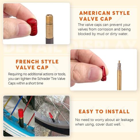 64Pcs 3 Styles Tire Valve Cap Assortment Kit, 10 Colors Aluminum Alloy Tire Valve Stem Caps, 10 Colors Presta Valve Caps and 6 Colors Bike Cable End Caps for Car Truck Bicycle Bike in Saudi Arabia