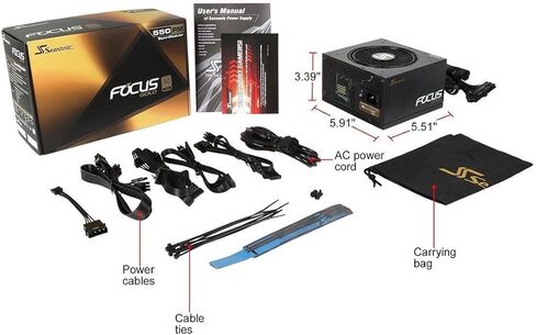 Seasonic FOCUS 550 Gold SSR-550FM 550W 80+ Gold ATX12V & EPS12V ضمان شبه معياري لمدة 7 سنوات مزود طاقة صغير بحجم 140 مم in Kuwait