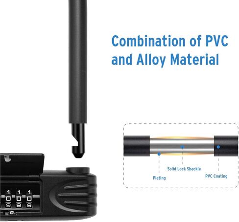 قفل الدراجة على شكل حرف U، قفل دراجة 16 مم شديد التحمل، قفل على شكل حرف U مع قفل على شكل حرف U، أقفال دراجة مضادة للسرقة لدراجة الطريق والدراجة الجبلية والدراجة الكهربائية والدراجة القابلة للطي، الدعامة غير متضمنة in Kuwait