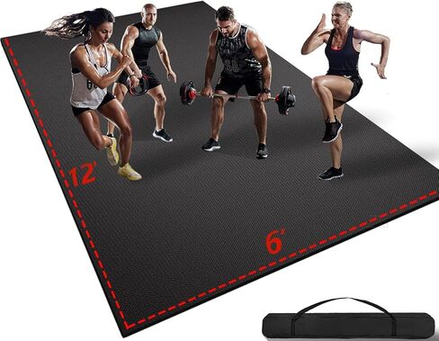12' x 6' x 7mm Extra Large Exercise Mat, [72 Sq.Ft] Heavy-Duty & Extreme Non Slip Gym Flooring for Home Gym, Pro Gym Mat for Home Workout & Exercise Equipment, Shoe-Friendly Thick Workout Mat in Saudi Arabia