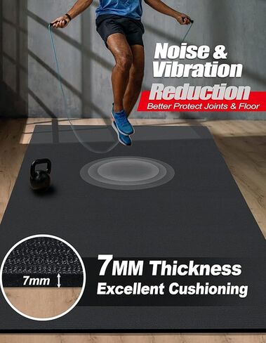 12' x 6' x 7mm Extra Large Exercise Mat, [72 Sq.Ft] Heavy-Duty & Extreme Non Slip Gym Flooring for Home Gym, Pro Gym Mat for Home Workout & Exercise Equipment, Shoe-Friendly Thick Workout Mat in Saudi Arabia