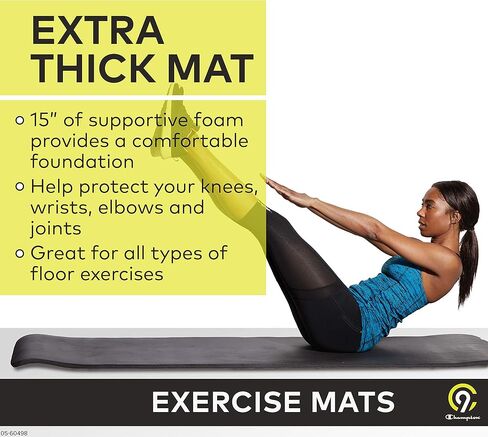 بساط التمارين C9 - بساط اليوغا بسمك 15 مم | سجادة تمرين للياقة البدنية واليوجا والبيلاتيس والتمدد والتمارين الأرضية للنساء والرجال| يتضمن حزام حمل in Kuwait