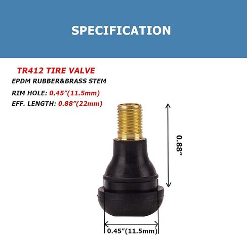 5 Pcs TR412 Black in Standard Length Stem Snap Rubber Valve Stems,for Off-Road Trucks ATV,SUVs,RVs with Tubeless 0.453in 11.5mm Rim Holes on Vehicles in Saudi Arabia