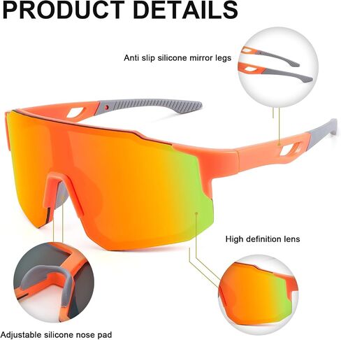 Karsaer Vision نظارات شمسية رياضية للبيسبول للرجال والنساء، نظارات لركوب الدراجات الجبلية والجري والصيد والبيسبول والتزلج in Saudi Arabia