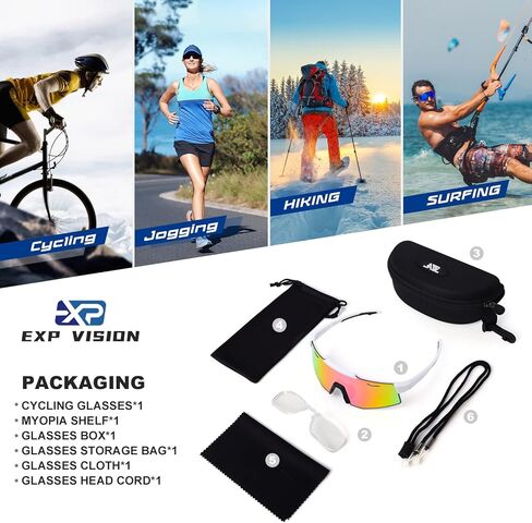 EXP VISION Polarized Cycling Glasses, UV 400 Sports Sunglasses Biking Goggles Running Hiking Golf Fishing Driving in Kuwait
