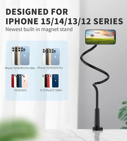 حامل هاتف مغناطيسي معقوفة لهاتف iPhone 13/12 - مشبك حامل على الطاولة يدور 360 درجة قابل للتعديل للمكتب/المنزل متوافق مع 13 12 Pro/13 Mini/13 Pro Max، حافظة MagSafe (H049) in Saudi Arabia