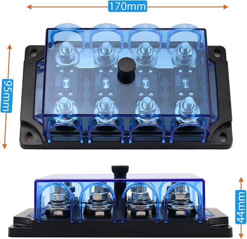 2 Way MEGA/AMG Fuse Holder 100A, Bolt Down Fuse M8 5/16" (2 Pack 100A Fuse + 2 Way Fuse Holder) in Kuwait