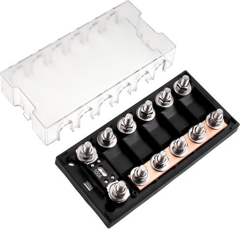 2 Way MEGA/AMG Fuse Holder 100A, Bolt Down Fuse M8 5/16" (2 Pack 100A Fuse + 2 Way Fuse Holder) in Kuwait