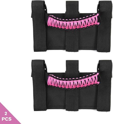 JeCar Grab Handles for Jeep Wrangler, Heavy Duty Roll Bar Grab Handles Compatible with Jeep Wrangler 1955-2023 CJ YJ TJ JK JL & 2020-2023 Gladiator JT, Pink in Saudi Arabia