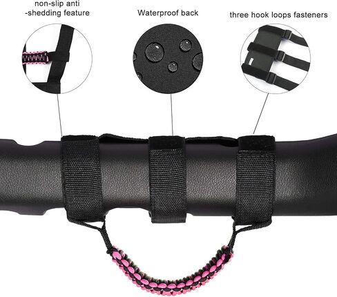 JeCar Grab Handles for Jeep Wrangler, Heavy Duty Roll Bar Grab Handles Compatible with Jeep Wrangler 1955-2023 CJ YJ TJ JK JL & 2020-2023 Gladiator JT, Pink in Saudi Arabia