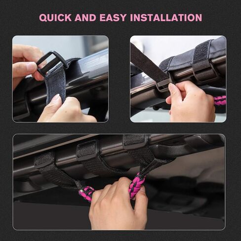 JeCar Grab Handles for Jeep Wrangler, Heavy Duty Roll Bar Grab Handles Compatible with Jeep Wrangler 1955-2023 CJ YJ TJ JK JL & 2020-2023 Gladiator JT, Pink in Saudi Arabia