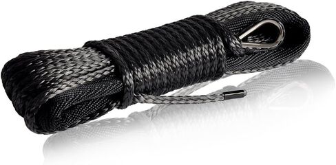 Winch Rope 3/16 inch Synthetic Winch Rope for Electronic Winch on ATV/UTV/Snowmobile with Sleeve and Thimble (3/16''x50feet, Black) in Saudi Arabia