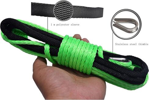 Winch Rope 3/16 inch Synthetic Winch Rope for Electronic Winch on ATV/UTV/Snowmobile with Sleeve and Thimble (3/16''x50feet, Black) in Saudi Arabia