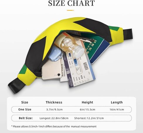 Jamaican Flag Pattern Fanny Pack for Women Man, Adjustable Casual Waist Belt Bag Crossbody for Sports Travel Hiking Running Jogging in Saudi Arabia