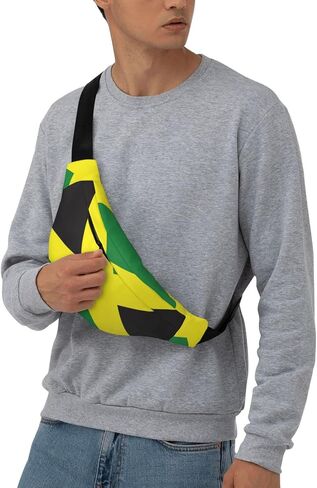 Jamaican Flag Pattern Fanny Pack for Women Man, Adjustable Casual Waist Belt Bag Crossbody for Sports Travel Hiking Running Jogging in Saudi Arabia