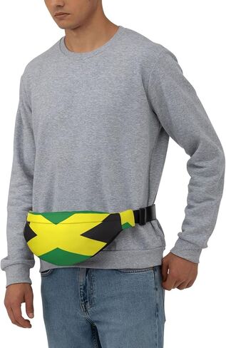 Jamaican Flag Pattern Fanny Pack for Women Man, Adjustable Casual Waist Belt Bag Crossbody for Sports Travel Hiking Running Jogging in Saudi Arabia