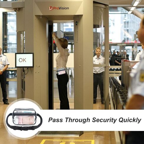 حقيبة خصر شفافة مقاومة للماء معتمدة من كلير فاني باك للنساء والرجال، مع حزام قابل للتعديل للرياضة والشاطئ والمناسبات والحفلات الموسيقية، باللون الأسود in Kuwait