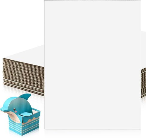 أوراق من الورق المقوى المموج، 8.5 × 11 بوصة من الورق المقوى المسطح، مربعات من الورق المقوى السميك للتغليف والبريد والحرف اليدوية، عبوة من 25 قطعة (أبيض) in Kuwait