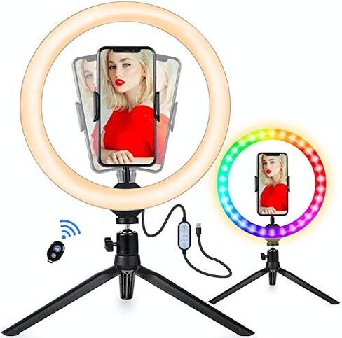 10.2" Eye Protection Desktop Ring Light/9 Color Select/RGB Dimmable Colorful Discoloration/Dancing Flash & Live Stream Party Selfie Ring Light in Saudi Arabia