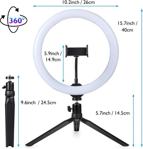 10.2" Eye Protection Desktop Ring Light/9 Color Select/RGB Dimmable Colorful Discoloration/Dancing Flash & Live Stream Party Selfie Ring Light in Saudi Arabia