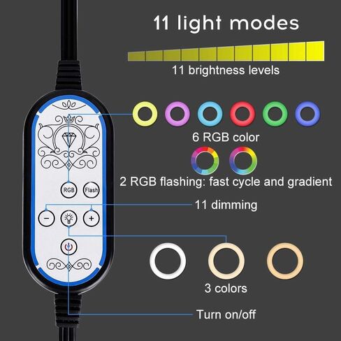 10.2" Eye Protection Desktop Ring Light/9 Color Select/RGB Dimmable Colorful Discoloration/Dancing Flash & Live Stream Party Selfie Ring Light in Saudi Arabia