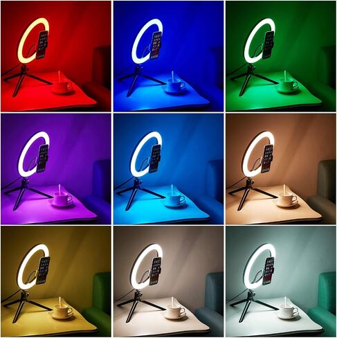 10.2" Eye Protection Desktop Ring Light/9 Color Select/RGB Dimmable Colorful Discoloration/Dancing Flash & Live Stream Party Selfie Ring Light in Saudi Arabia