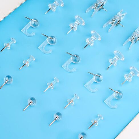 AIEX 125pcs Push Pins Set, Including Clear Plastic Push Pin Hook Pushpin Clip Push Pins Decorative Thumb Tacks with Stainless Steel Point Push Pins for Cork Board Bulletin Board Office Wall (5 Style) in Saudi Arabia