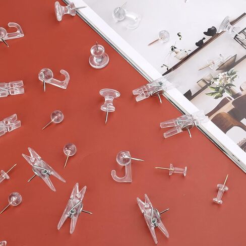 AIEX 125pcs Push Pins Set, Including Clear Plastic Push Pin Hook Pushpin Clip Push Pins Decorative Thumb Tacks with Stainless Steel Point Push Pins for Cork Board Bulletin Board Office Wall (5 Style) in Saudi Arabia