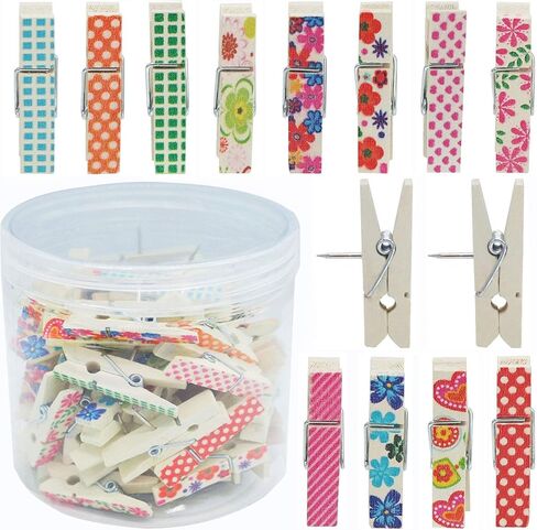 50 قطعة من دبابيس دبوس الدفع الخشبية المزخرفة، دبابيس الحرف الخشبية لألواح الفلين والأعمال الفنية (50) in Kuwait