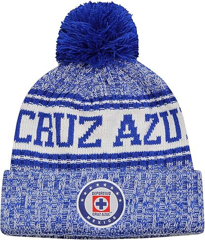 Icon Sports Federacion Mexicana de Futbol Asociacion Club Deportivo Social y Culture - Cruz Azul Crowned Team Pom Beanie، أزرق، OSFM (CR42BN-2) in Saudi Arabia