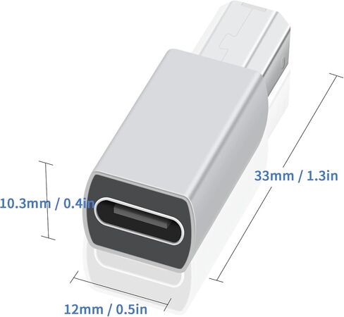 Duttek USB C to USB B Adapter 2Pack, USB C to Midi, USB C Female to USB B Male Adapter Connector for Printers, Mice, Keyboards, Eectric Pianos (Silver) in Saudi Arabia
