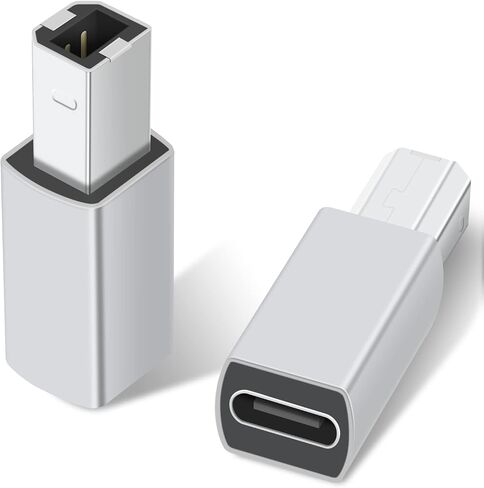 Duttek USB C to USB B Adapter 2Pack, USB C to Midi, USB C Female to USB B Male Adapter Connector for Printers, Mice, Keyboards, Eectric Pianos (Silver) in Saudi Arabia