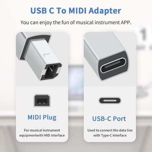 Duttek USB C to USB B Adapter 2Pack, USB C to Midi, USB C Female to USB B Male Adapter Connector for Printers, Mice, Keyboards, Eectric Pianos (Silver) in Saudi Arabia