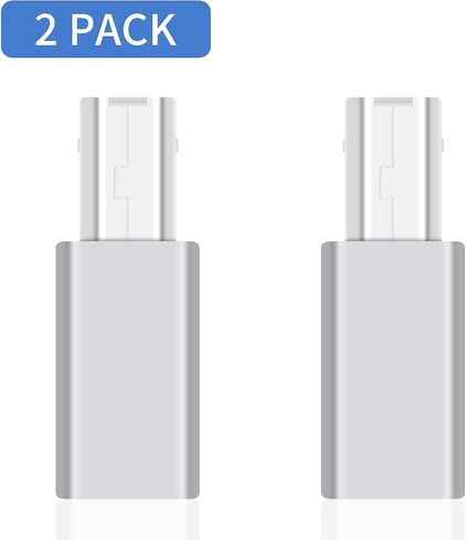 Duttek USB C to USB B Adapter 2Pack, USB C to Midi, USB C Female to USB B Male Adapter Connector for Printers, Mice, Keyboards, Eectric Pianos (Silver) in Saudi Arabia