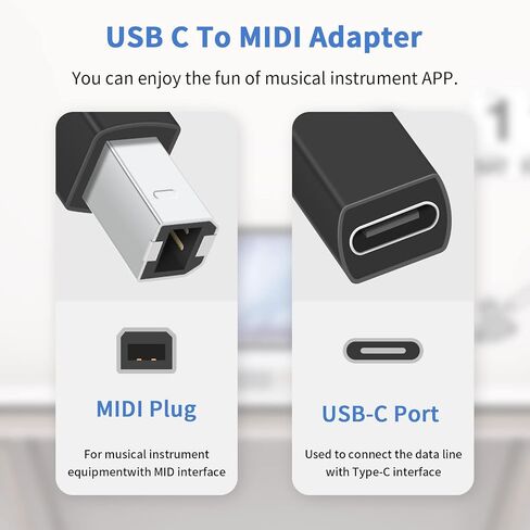 محول Duttek USB C إلى USB B 2 حزمة، USB C إلى Midi، موصل محول USB C أنثى إلى USB B ذكر للطابعات والفئران ولوحات المفاتيح والبيانو الكهربائي (فضي) in Saudi Arabia
